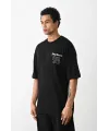 Unisex Baskılı Oversize T-Shirt - Siyah