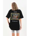 Unisex Baskılı Oversize T-Shirt - Siyah