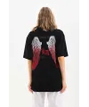 Unisex Baskılı Oversize T-Shirt - Siyah