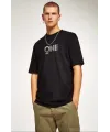 Unisex Baskılı Oversize T-Shirt - Siyah