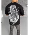 Unisex Baskılı Oversize T-Shirt - Siyah