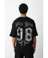 Unisex Baskılı Oversize T-Shirt - Siyah