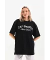 Unisex Baskılı Oversize T-Shirt - Siyah