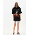 Unisex Baskılı Oversize T-Shirt - Siyah