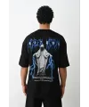 Unisex Baskılı Oversize T-Shirt - Siyah