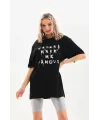 Unisex Baskılı Oversize T-Shirt - Siyah