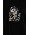 Unisex Baskılı Oversize T-Shirt - Siyah