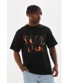 Unisex Baskılı Oversize T-Shirt - Siyah