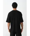 Unisex Baskılı Oversize T-Shirt - Siyah