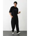 Unisex Baskılı Oversize T-Shirt - Siyah