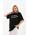 Unisex Baskılı Oversize T-Shirt - Siyah
