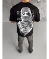 Unisex Baskılı Oversize T-Shirt - Siyah
