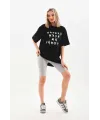 Unisex Baskılı Oversize T-Shirt - Siyah
