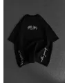 Unisex Baskılı Oversize T-Shirt - Siyah