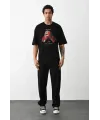Unisex Baskılı Oversize T-Shirt - Siyah