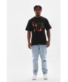 Unisex Baskılı Oversize T-Shirt - Siyah