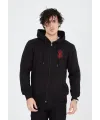 Unisex Baskılı Tam Fermuarlı Kapşonlu SweatShirt - Siyah