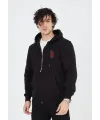 Unisex Baskılı Tam Fermuarlı Kapşonlu SweatShirt - Siyah