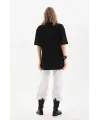 Unisex Bisiklet Yaka 20/1 Düz Oversize T-Shirt - Siyah