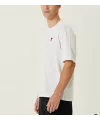 Unisex Bisiklet Yaka Baskılı Oversize T-Shirt - Beyaz