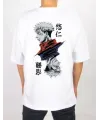 Unisex Bisiklet Yaka Baskılı Oversize T-Shirt - Beyaz