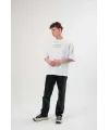 Unisex Bisiklet Yaka Baskılı Oversize T-Shirt - Beyaz