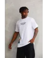 Unisex Bisiklet Yaka Baskılı Oversize T-Shirt - Beyaz