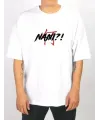 Unisex Bisiklet Yaka Baskılı Oversize T-Shirt - Beyaz