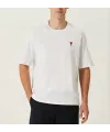 Unisex Bisiklet Yaka Baskılı Oversize T-Shirt - Beyaz