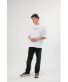 Unisex Bisiklet Yaka Baskılı Oversize T-Shirt - Beyaz