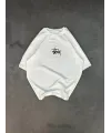 Unisex Bisiklet Yaka Baskılı Oversize T-Shirt - Beyaz