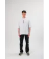 Unisex Bisiklet Yaka Baskılı Oversize T-Shirt - Beyaz