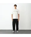 Unisex Bisiklet Yaka Baskılı Oversize T-Shirt - Beyaz