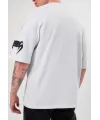 Unisex Bisiklet Yaka Baskılı Oversize T-Shirt - Beyaz