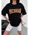 Unisex Bisiklet Yaka Baskılı Oversize T-Shirt - Beyaz