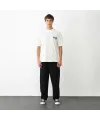 Unisex Bisiklet Yaka Baskılı Oversize T-Shirt - Beyaz