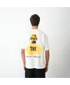 Unisex Bisiklet Yaka Baskılı Oversize T-Shirt - Beyaz