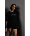 Unisex Bisiklet Yaka Baskılı Oversize T-Shirt - Siyah