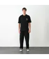 Unisex Bisiklet Yaka Baskılı Oversize T-Shirt - Siyah