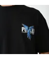 Unisex Bisiklet Yaka Baskılı Oversize T-Shirt - Siyah