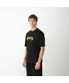 Unisex Bisiklet Yaka Baskılı Oversize T-Shirt - Siyah