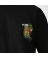 Unisex Bisiklet Yaka Baskılı Oversize T-Shirt - Siyah