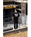 Unisex Bisiklet Yaka Baskılı Oversize T-Shirt - Siyah