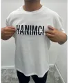 Unisex Bisiklet Yaka Katlanan Baskılı T-Shirt - Beyaz