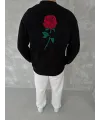 Unisex Bisiklet Yaka Ön Ve Arka Baskılı SweatShirt - Siyah