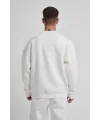Unisex Biskilet Yaka Üç İplik SweatShirt - Beyaz