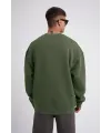 Unisex Biskilet Yaka Üç İplik SweatShirt - Haki