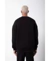 Unisex Biskilet Yaka Üç İplik SweatShirt - Siyah