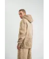 Unisex Double Oversize Kapşonlu Yıkamalı SweatShirt - Bej