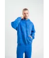 Unisex Double Oversize Kapşonlu Yıkamalı SweatShirt - Mavi